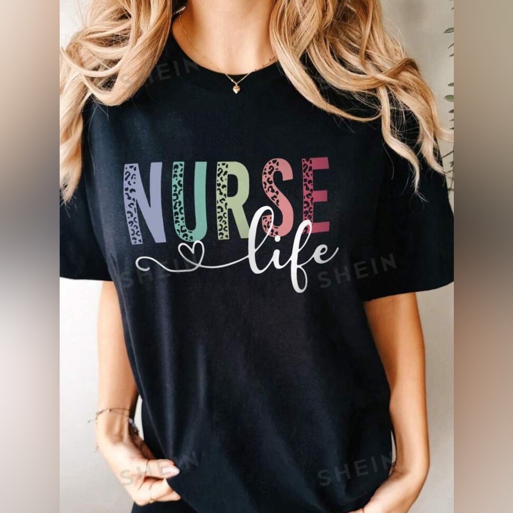 SHEIN | Women’s Plus Size Nurses Slogan Black T-Shirt | Size 3X (18) | BRAND NEW